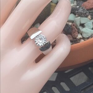 Round Brilliant 2.00 ct DIAMONDLITE® CZ Solitaire Sterling Silver Ring Size 8.5